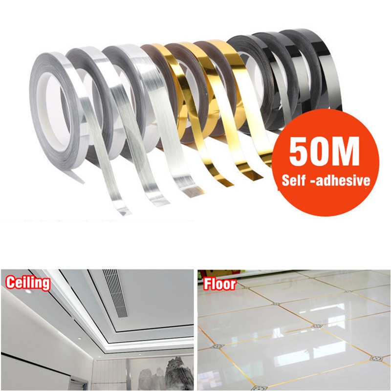 Cuộn Băng Keo Tự Dính 50M Chống Thấm Nước Trang Trí Gạch Sàn Nhà / Tường / Trần Nhà