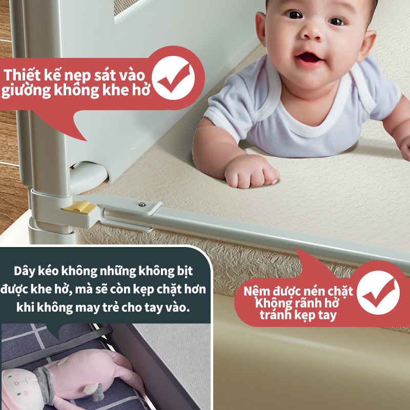 Thanh chắn giường  thương, 30 nấc điều chỉnh, khoá trẻ em thông minh，tính năng nâng hạ một bên，Ống nối dày