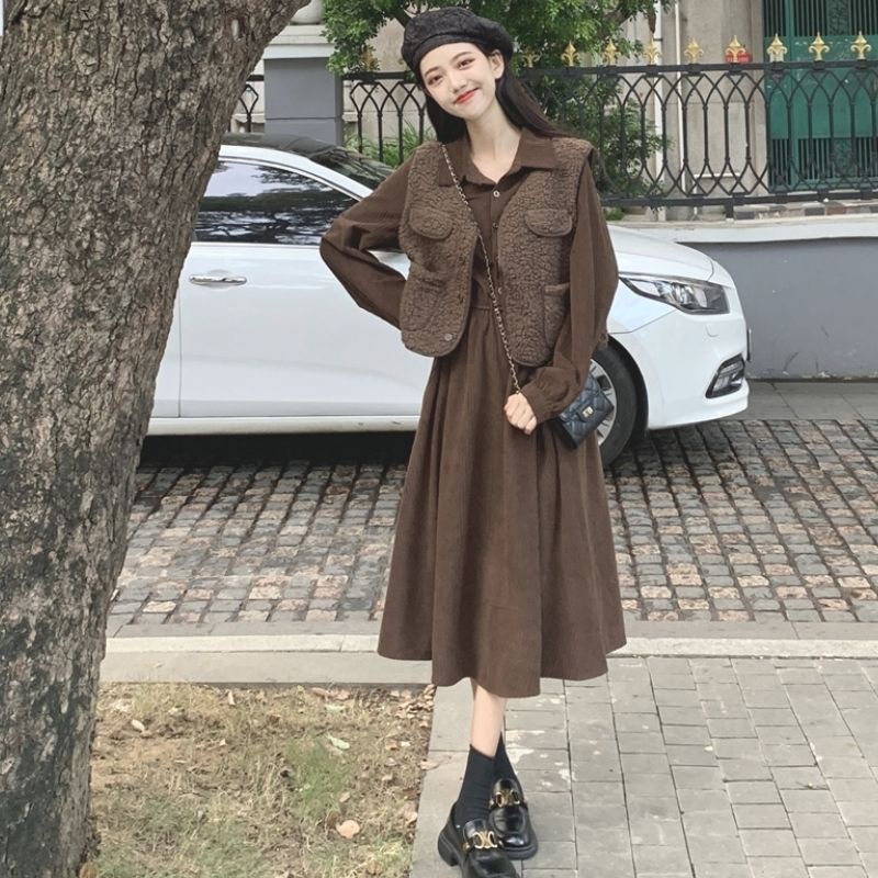 Đầm Dài Dáng Chữ A Phong Cách Hàn Quốc Thời Trang Thu Đông Mới Cho Nữ