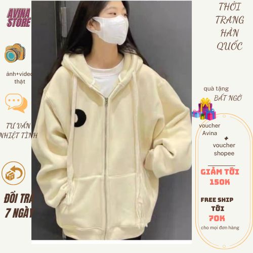 Áo Hoodies Nữ Form Rộng - Áo Khoác Nỉ In Chữ C Oversize