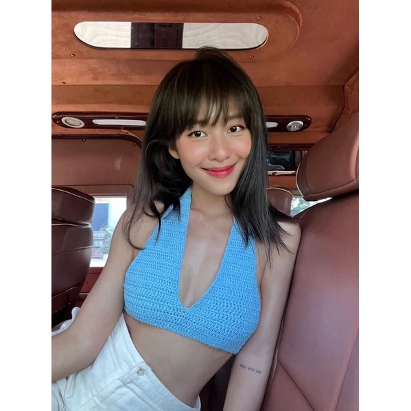 Thera Crochet-Áo bra len móc croptop cột dây sau sexy