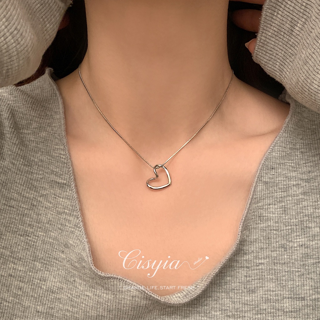 Vòng cổ bạc mặt trái tim đơn giản thời trang cho nữ YRSHOP