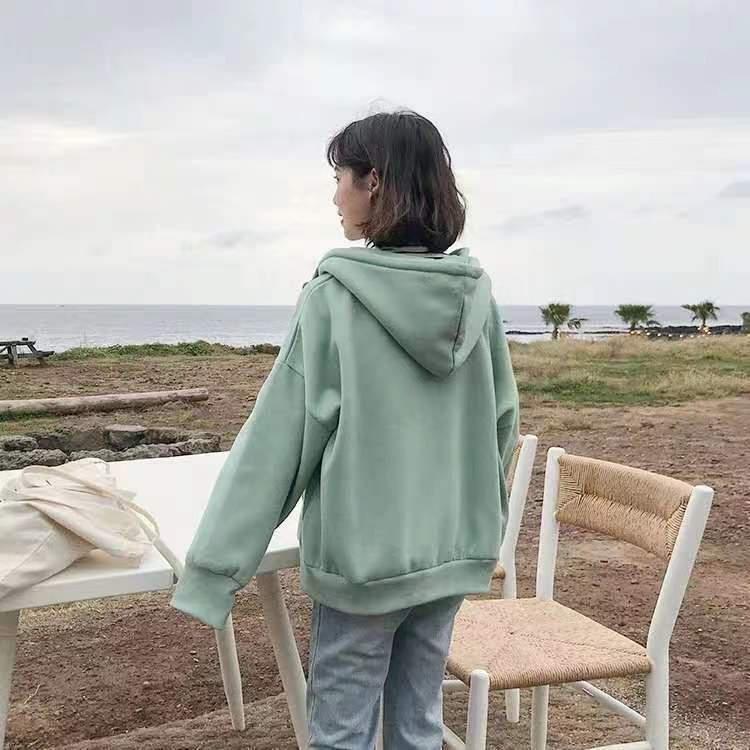 Aphrod Áo Khoác cardigan Có Mũ Trùm Vải cotton Và Lông Cừu Dày Màu Trơn Mới Dành Cho Bạn Nữ