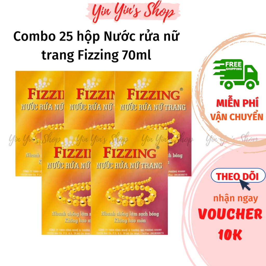 【THÙNG 25 HỘP】Nước rửa nữ trang, nước rửa trang sức vàng bạc Fizzing dung tích 70ml nhanh chóng làm sạch và làm sáng vàn