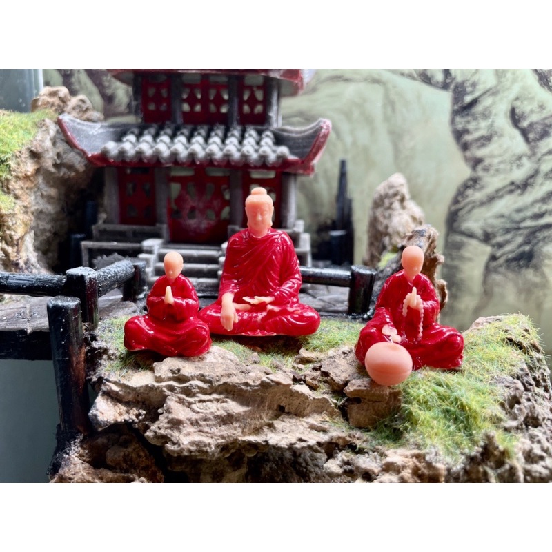 Tượng mini chú tiểu, nhà sư in 3D - phụ kiện trang trí tiểu cảnh, non bộ, sân vườn, hồ cá