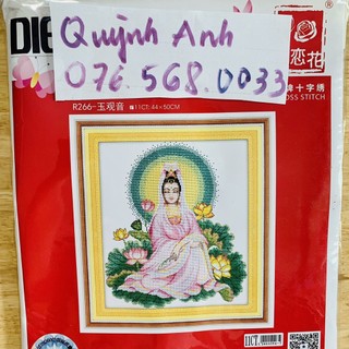 Tranh thêu chữ thập PHẬT QUAN ÂM BỒ TÁT-R266 (44x50cm) chưa thêu r266