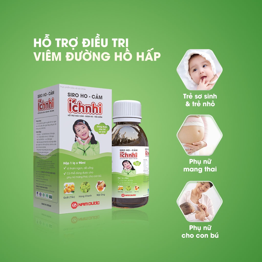 [Combo 3 chai] Siro ho cảm Ích Nhi chai 90ml hỗ trợ giải cảm, giảm ho, sổ mũi, tiêu đờm, cho trẻ nhỏ, bà bầu, cho con bú