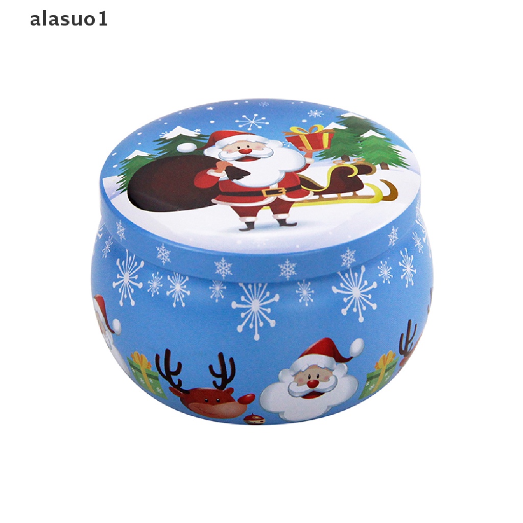 [alasuo1] Hộp Thiếc Đựng Kẹo Giáng Sinh Hình Tròn Mạ Thiếc