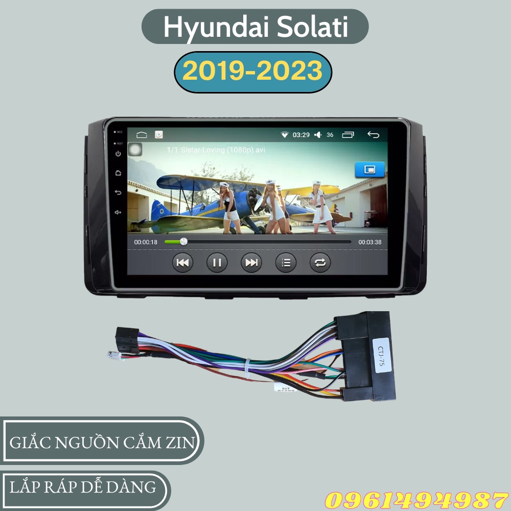 Mặt dưỡng 9 inch Hyundai Solati kèm dây nguồn cắm zin theo xe dùng cho màn hình DVD android 9 inch