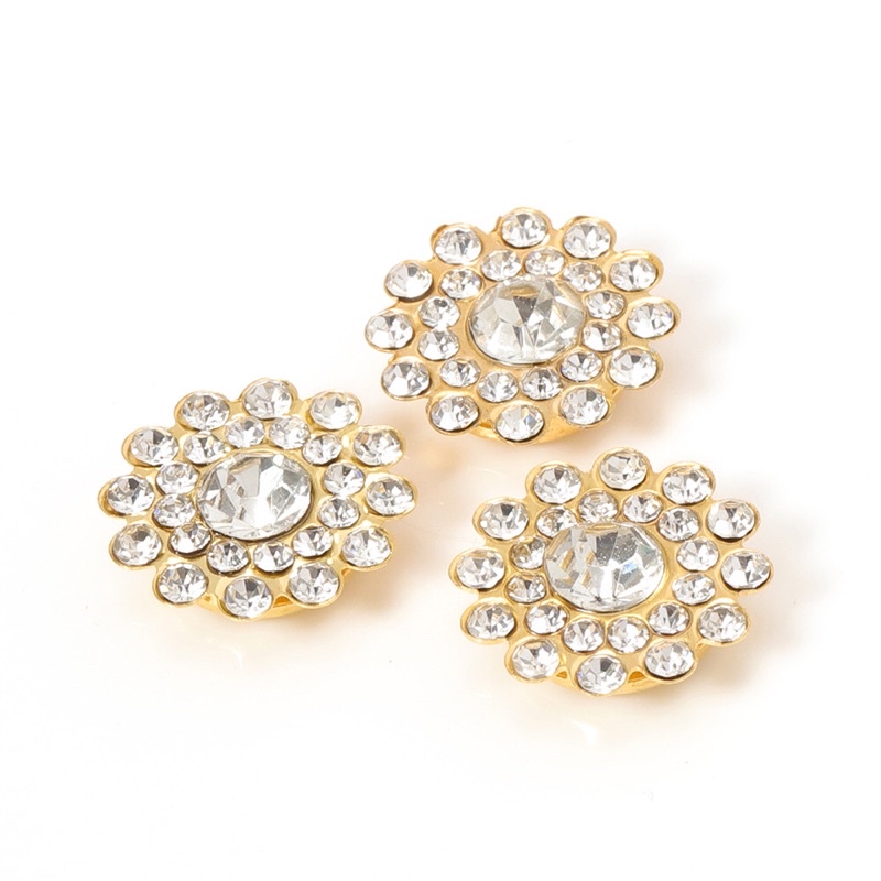 20 Viên Đá Đế Tròn Viền Xoàn 14mm Đế Vàng Đính Kết Trang Phục Thời Trang