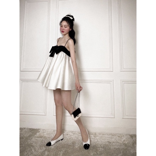 Set bộ nữ áo hai dây nơ baby doll kèm quần vải taffeta gấm CHERLIN BABY - CHLORIS