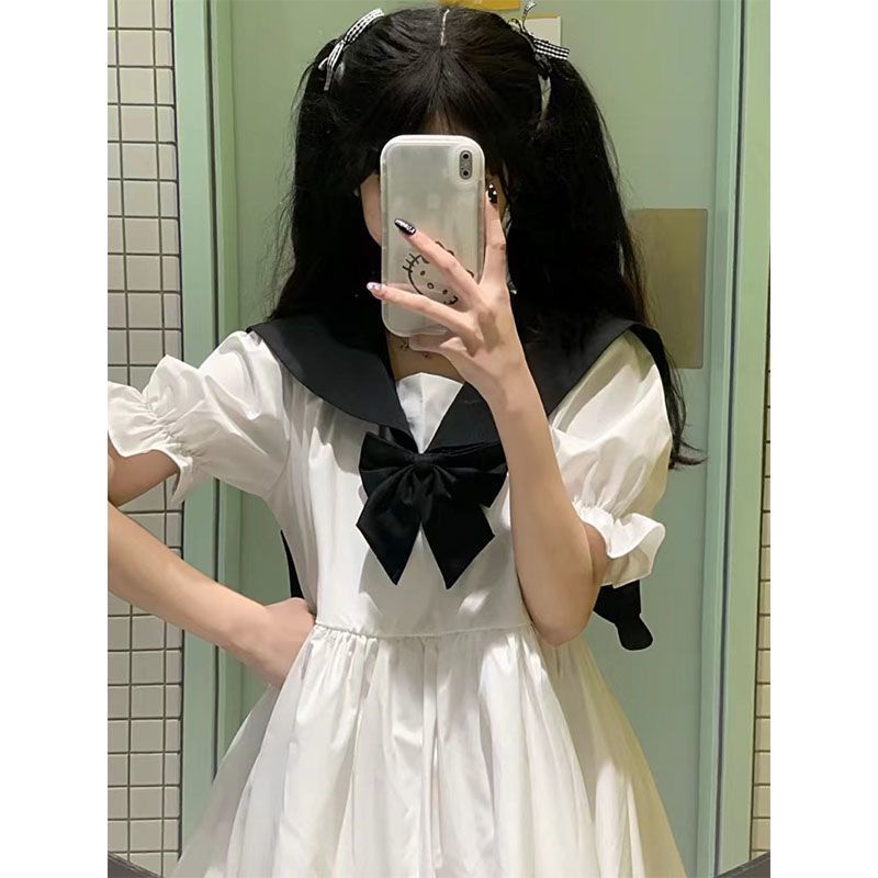 Váy babydoll Đầm Công Chúa Cổ Thủy Thủ Dễ Thương Thời Trang Mùa Hè Cho Nữ