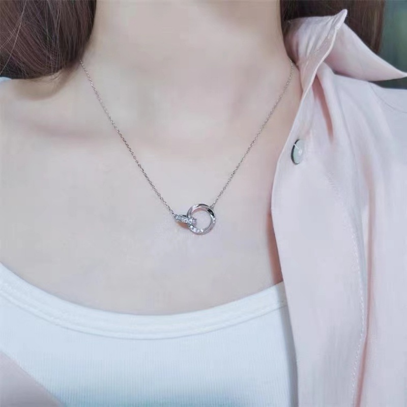 Vòng cổ Bạc Fantastic789 Mặt Nhẫn Pha Lê Zircon Bóng Thanh Lịch Lãng Mạn