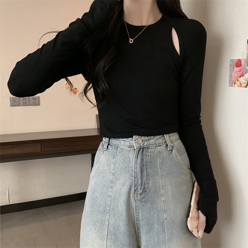 Áo len nữ SUXI ôm dáng tay dài màu trơn thời trang dễ phối đồ