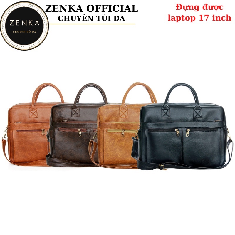 Túi đựng laptop 15.6 inch - 17 inch rộng rãi, cặp da văn phòng công sở Zenka sang trọng và lịch lãm_ZKC07_1