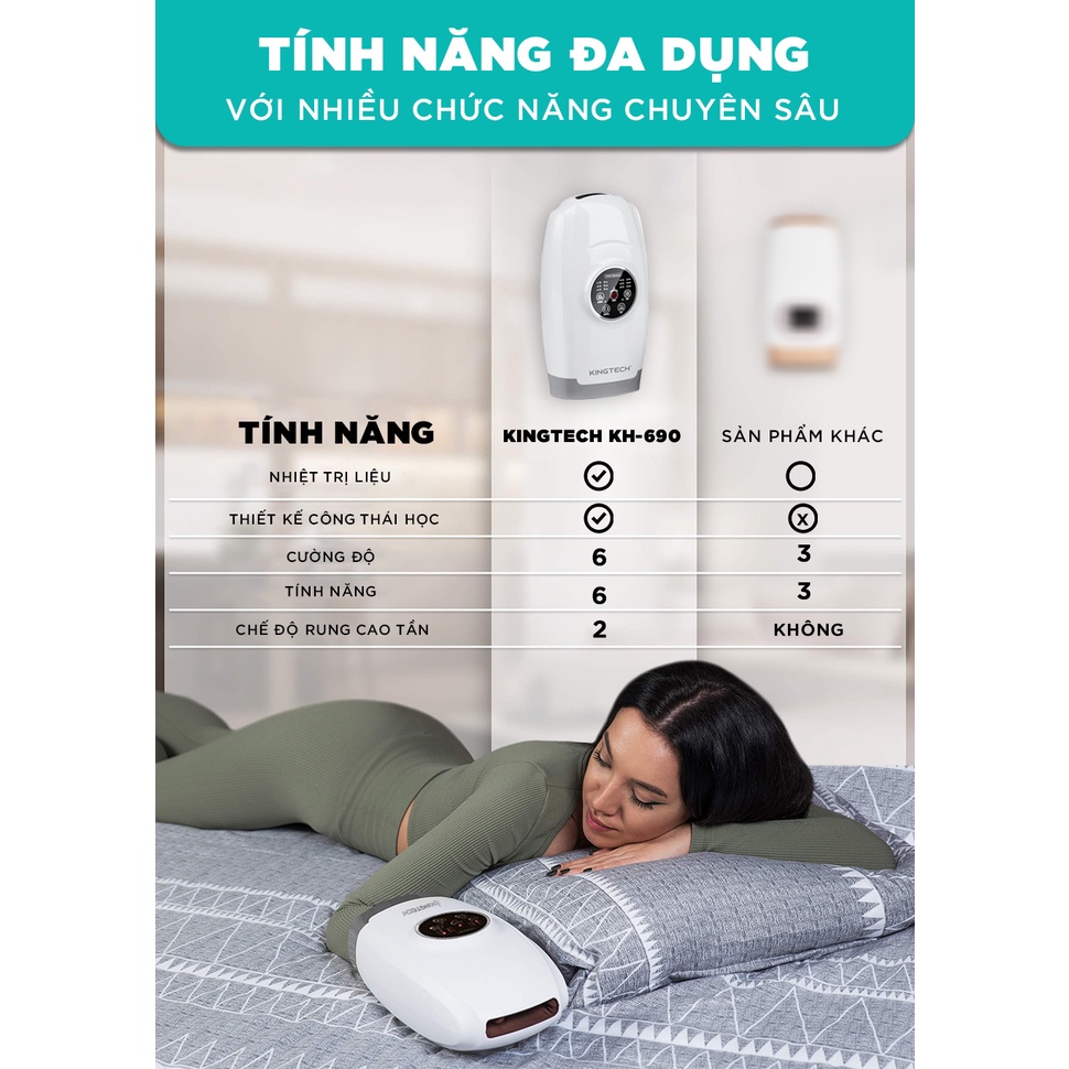 Máy Massage Tay Cao Cấp KINGTECH KH-690 - Mát xa Trị Liệu Tích Hợp Nhiệt, Matxa Vùng Cổ, Mu, Ngón, Lòng Bàn Tay