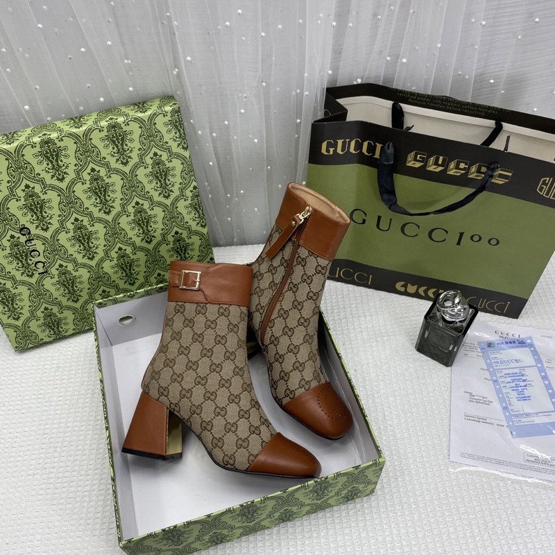 Boot Lửng Gucci Hoạ Tiết/ Da Trơn/Đen Vải Hoạ Tiết Full Size 35-39  -  By Anh Dinh Phuong