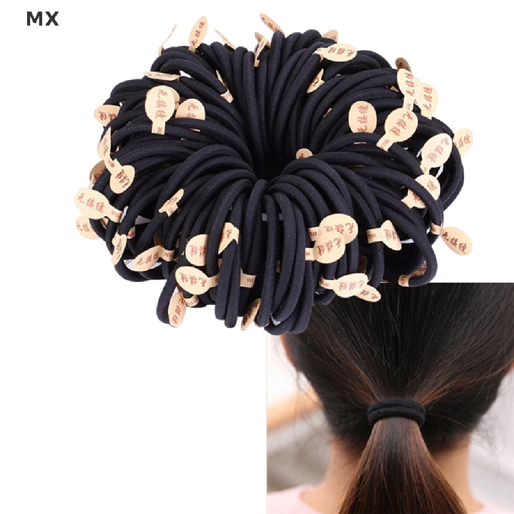 Set 2 10 Dây Cột Tóc Co Giãn 4mm Màu Đen Dành Cho Nữ