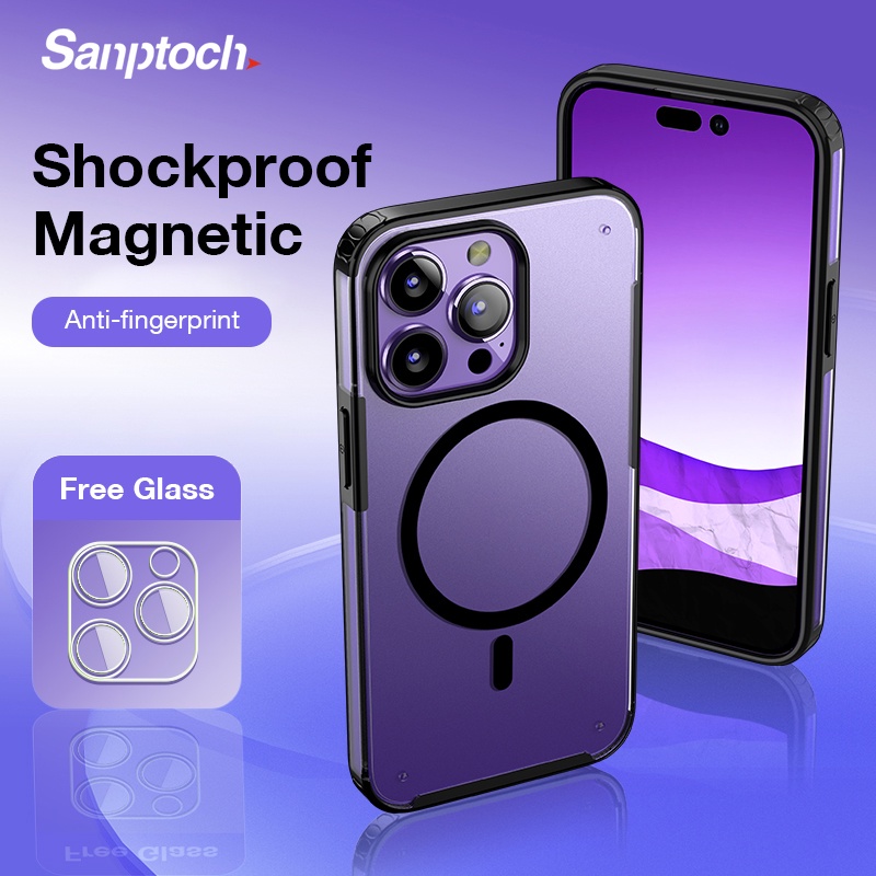 Ốp Điện Thoại Trong Mờ Từ Tính Có Túi Khí Chống Sốc Cho iPhone 14 / 13 Pro Max 14 Plus