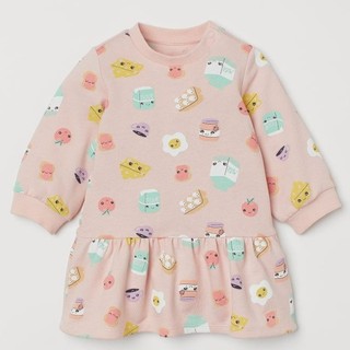 Váy nỉ HM bé gái váy nỉ da cá hồng họa tiết auth Size 3-4y