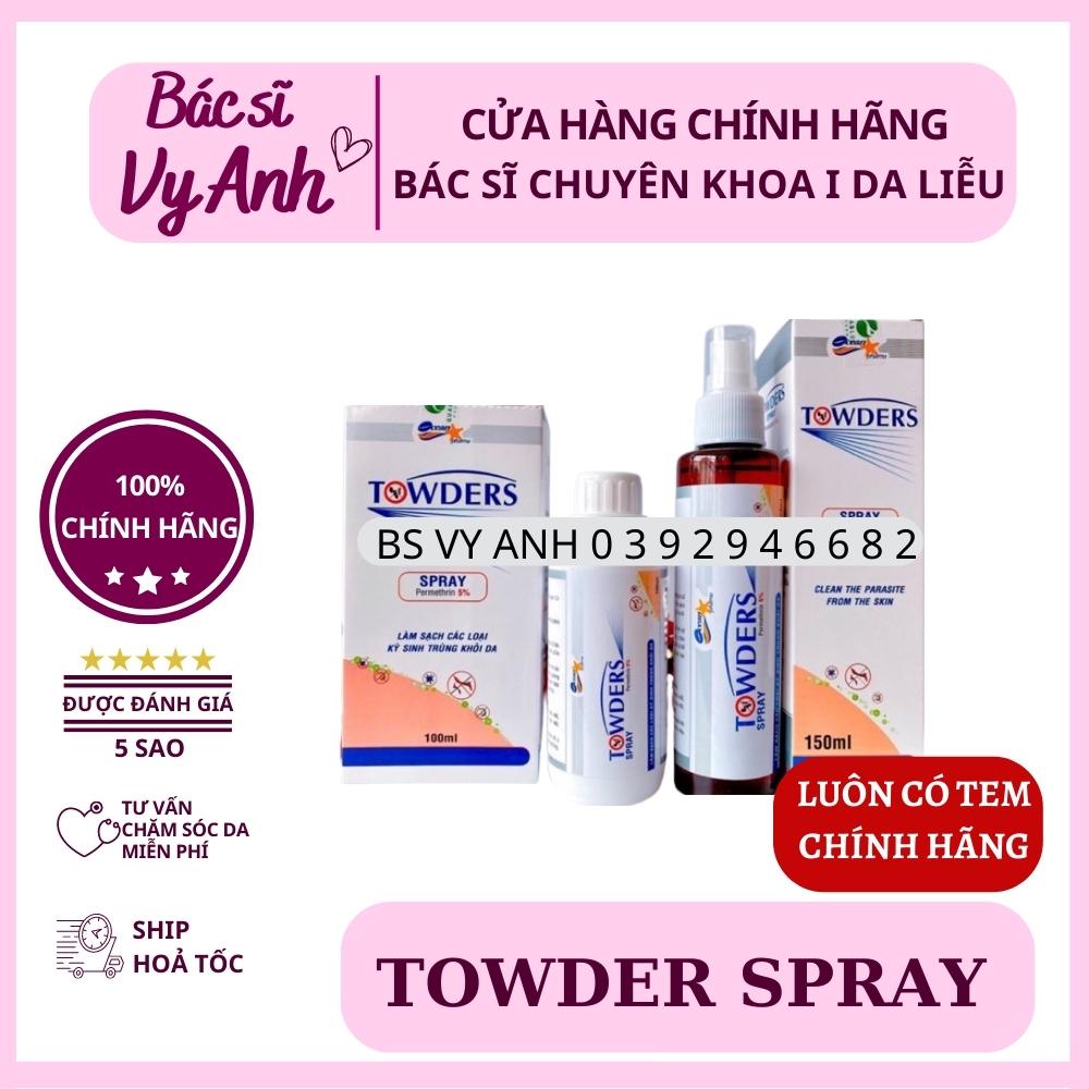 XỊT GHẺ TOWDER SPRAY 100ML 150ML VỚI PERMETHRIN 5% LÀM SẠCH CÁC LOẠI KÝ SINH TRÙNG KHỎI DA
