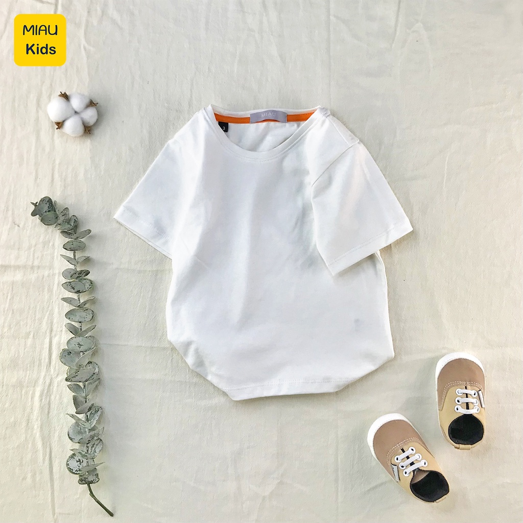 Áo thun trơn cho bé size đại thun Cotton co giãn thấm hút thoáng mát Cho Bé 26Kg - 55Kg - Quần áo trẻ em MiauKids