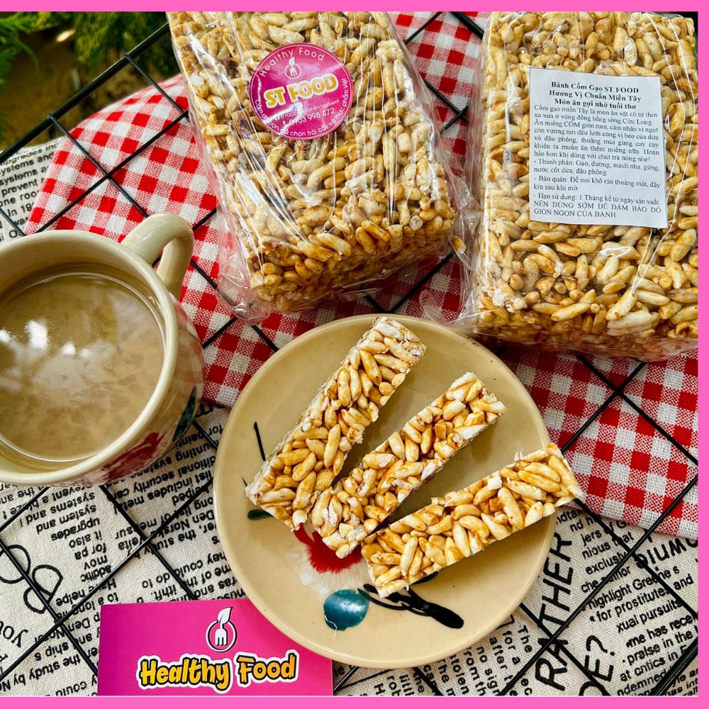 Bánh Cốm Gạo Nguyên Hạt ST FOOD Hương Vị Chuẩn Miền Tây Thơm Ngon Giòn Rụm 1 Gói 100Gr
