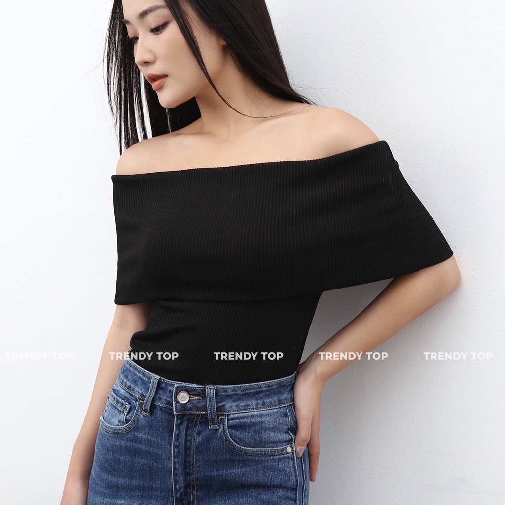 Áo trễ vai - Áo tiểu thư hở vai quyến rũ chất liệu thun gân co giãn AT29, CTWOMEN