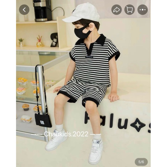 Bộ đồ thun kẻ cho bé tại Angiakids