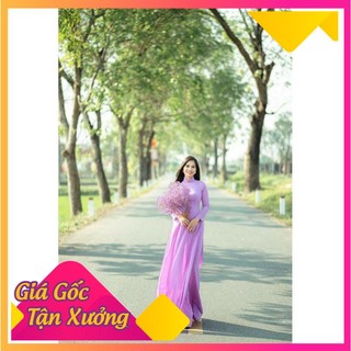 Áo dài lụa chifon 4 tà màu tím cà (kèm quần cf 2 lớp)