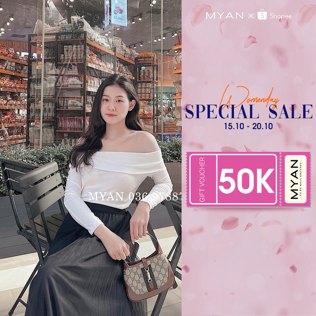 Áo Thun Len Nữ Trễ Vai Dài Tay Màu Trơn MYAN - Avn122102
