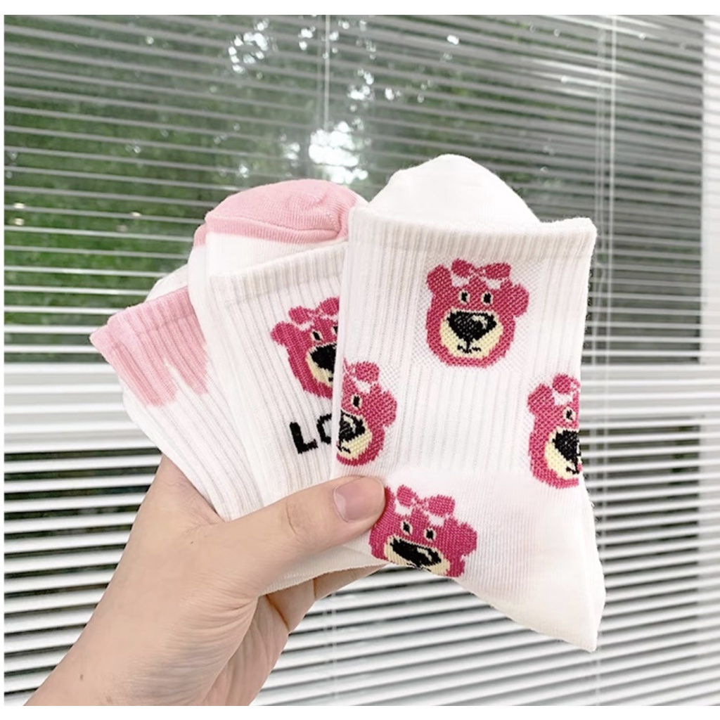 Combo 5 đôi Tất cao cổ nữ GẤU DÂU giữ ấm chân, phong cách hàn quốc