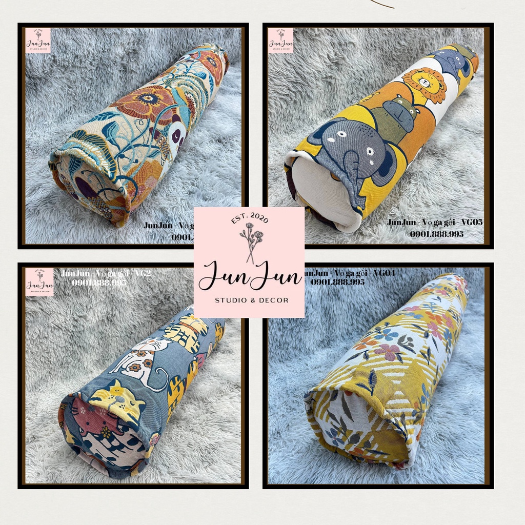 (1)TH Vỏ gối ôm vải Xô Cotton Organic cao cấp có khoá kéo