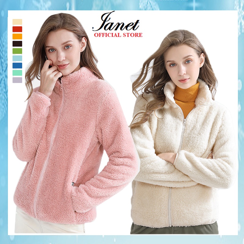 Áo khoác lông cừu nữ JANET, áo khoác lông hai mặt mùa đông cho nữ chất liệu lông siêu ấm mềm mịn