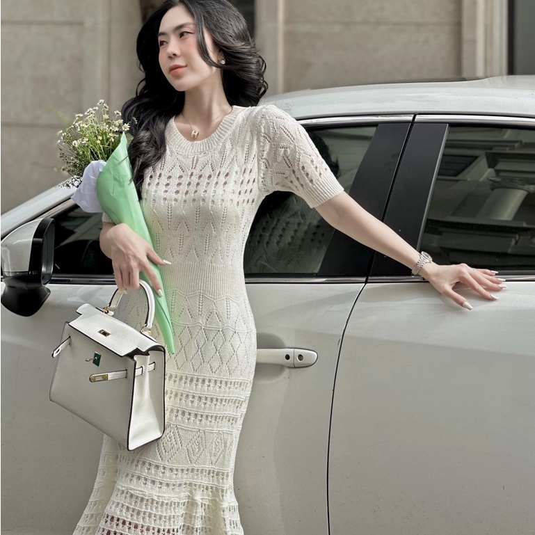 Đầm len lỗ kèm lót trong cao cấp