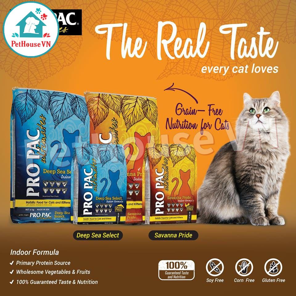 PROPAC SAVANNA PRIDE - Túi 6KG Thức Ăn Hạt Cho Mèo Và Mèo Con Vị Gà & Đậu Hà Lan Hàng Chính Hãng