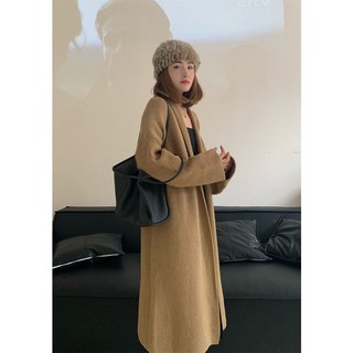 Áo cardigan len miss zhao nâu vàng tăm dáng dài basic