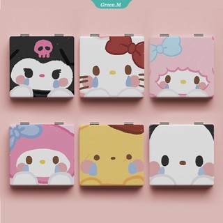 Kawaii Cinnamoroll My Melody Kuromi Double Sided Folding Stereo Portable Mirror Anime Sanrioed Girl Cute Makeup Mirror