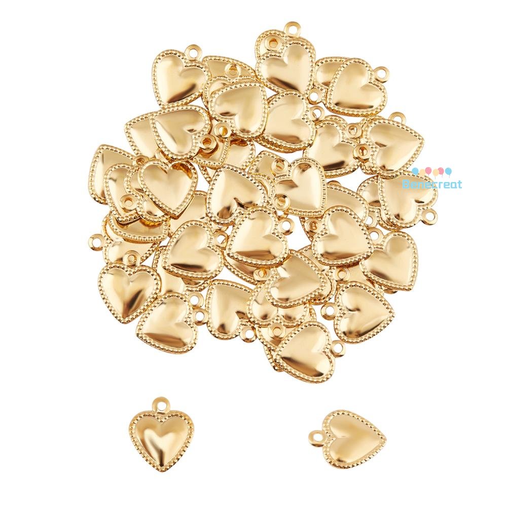 Hộp 100 mặt phụ kiện BENECREAT hình trái tim 1mm 10x8x0.8mm bằng thép không gỉ 304