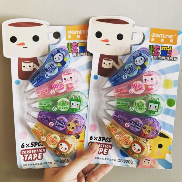 Vỉ 5 Cây Xoá Kéo Cute 8203 In Hoạ Tiết Dễ Thương