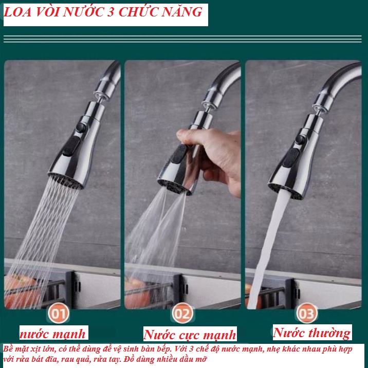 Đầu nối vòi nước thông minh, xoay 360 độ, 3 chế độ nước