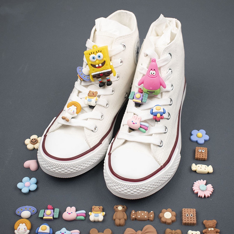 Mới Set Phụ Kiện Nút Trang Trí Dây Giày Sneaker Hình Spongebob Squarepants Series Jibbitz