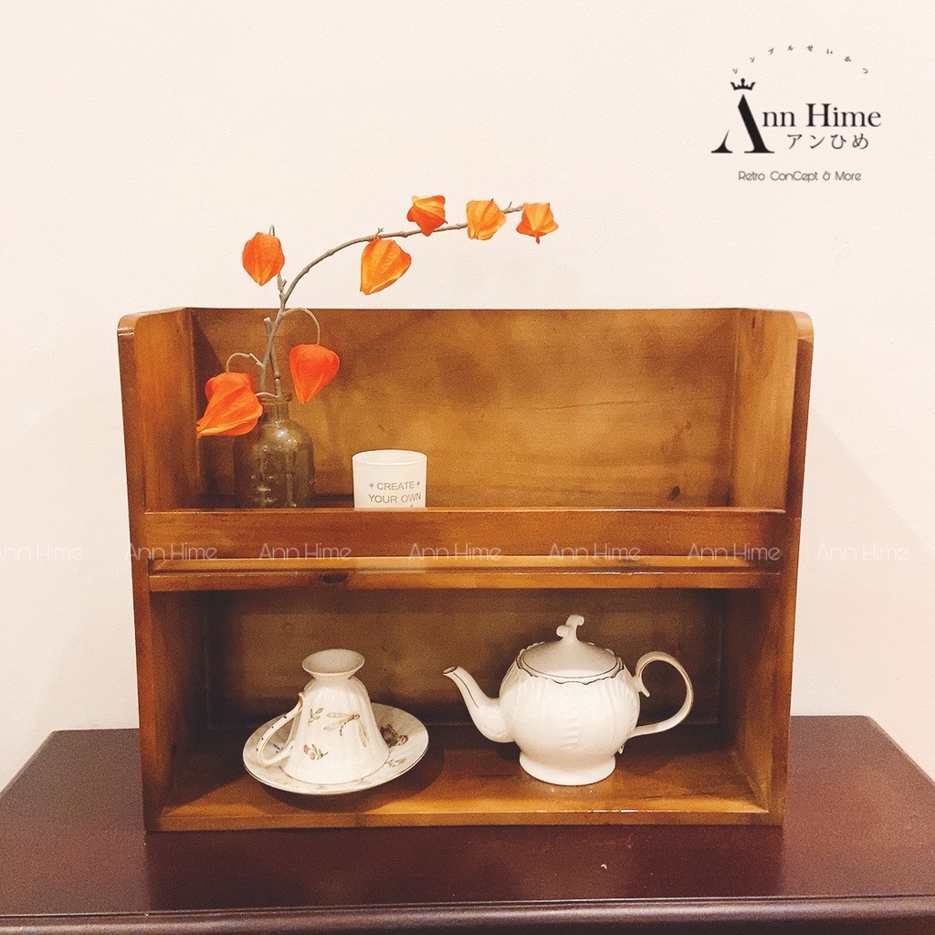 Kệ Gỗ Treo Tường Nhà Bếp Retro Để Chai Lọ Gia Vị Hoặc Ly Cốc SP44