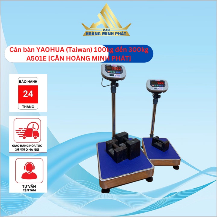 Cân Bàn Điện Tử YAOHUA (Taiwan) 100kg/150kg/200kg/300kg/500kg A501E. Bàn Cân INOX - BH 2 Năm [ CÂN HOÀNG MINH PHÁT ]