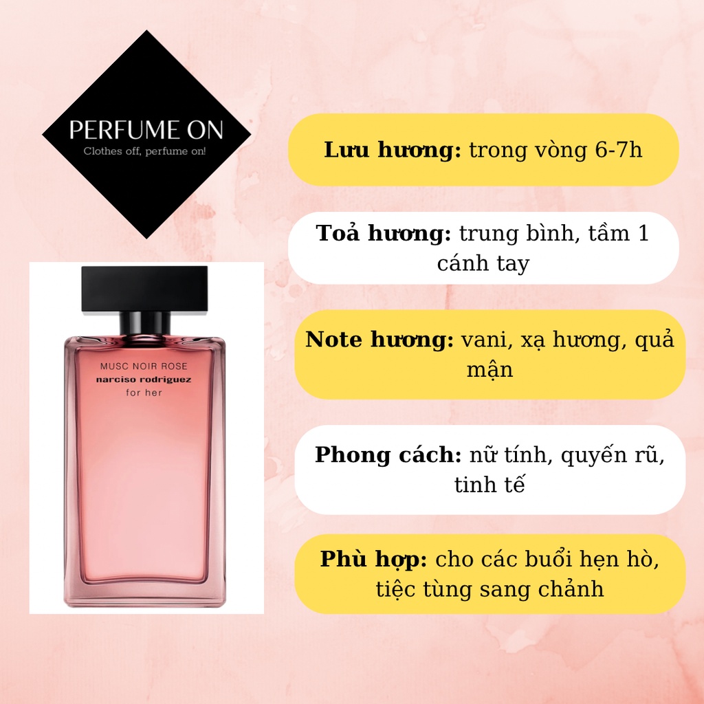 Nước hoa nữ Narciso Rodriguez For Her , Musc Noir gợi cảm , tinh tế , nồng nàn, quyến rũ PerfumeON