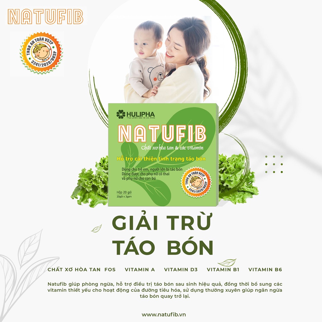 Natufib Chất Xơ Hòa Tan  Hỗ Trợ Phòng Táo Bón An Toàn Cho Bà Bầu, Trẻ Nhỏ