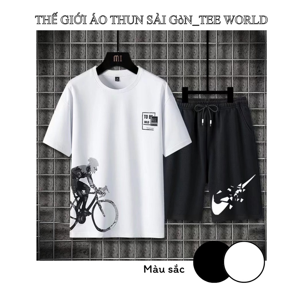 Đồ bộ thun nam 🚚 FREESHIP 🚚 Nguyên sét quần áo thể thao nam mẫu in hình đua xe đạp năng động mẫu mới *