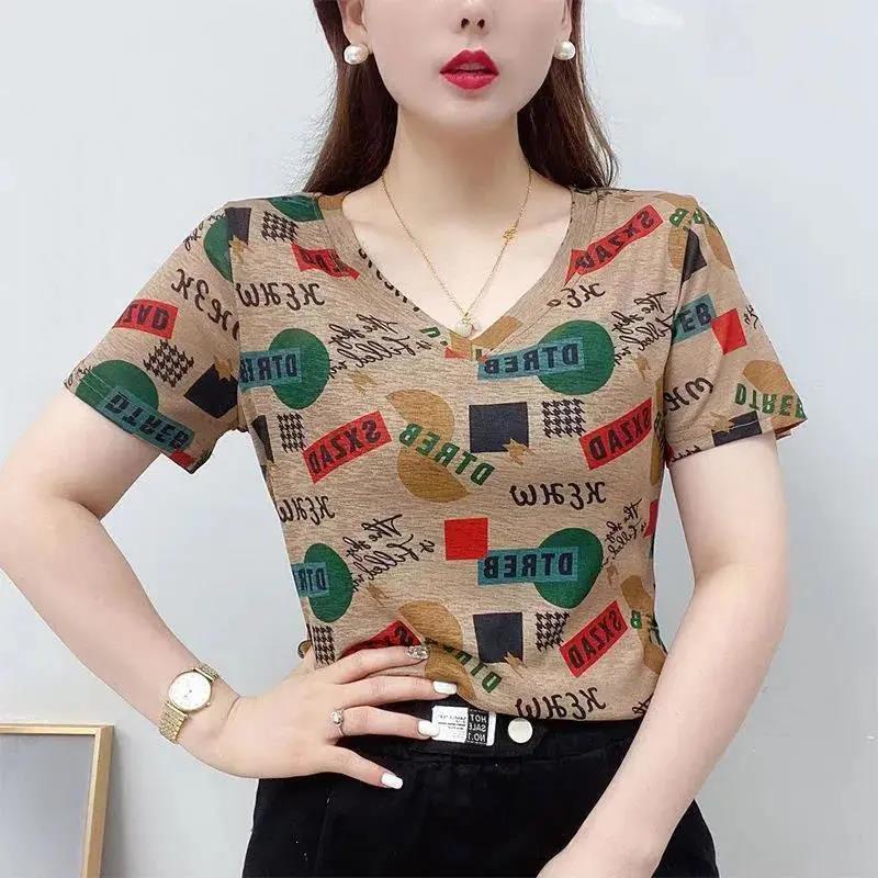 Áo Thun Ngắn Tay Dáng Rộng In Họa Tiết Thời Trang Mùa Hè Phương Tây Dành Cho Nữ