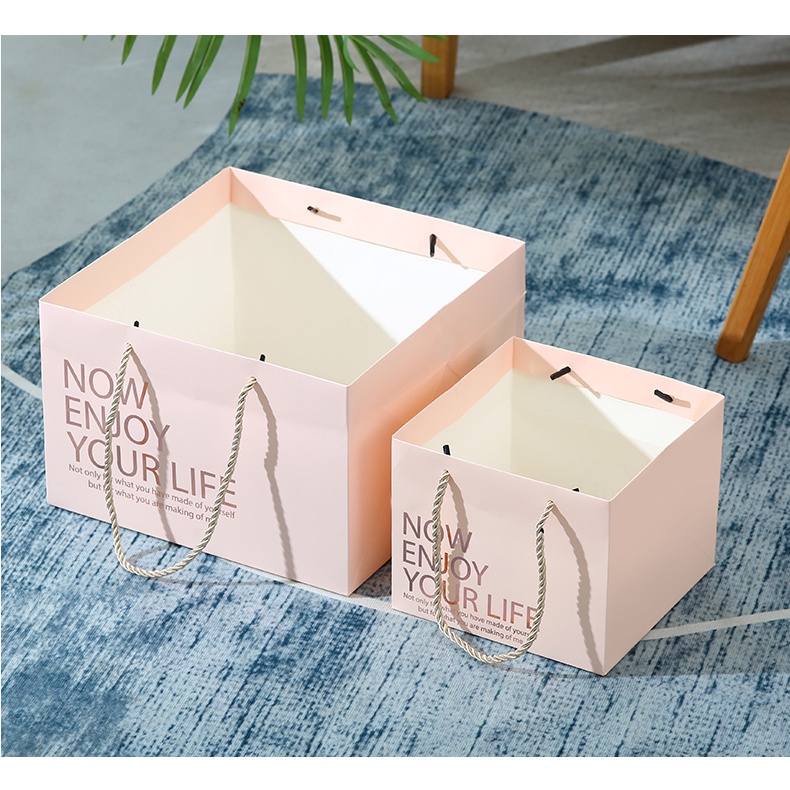 Túi giấy đáy vuông cứng cáp đựng thực phẩm cây cảnh quà tặng, úi Quà tặng sinh nhật, Quà Giáng Sinh, tặng người yêu