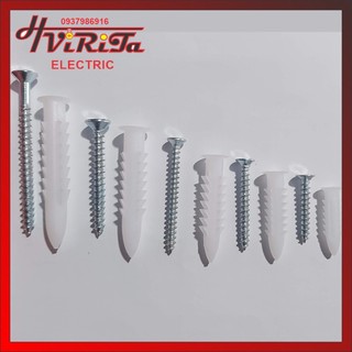10 tắc kê nhựa kèm vít 6 8 10 12